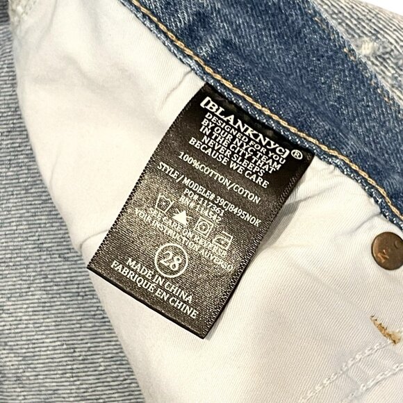 BlankNYC Shorts Womens 28 Denim Button Fly High Rise Casual Distressed Blue - Picture 6 of 6